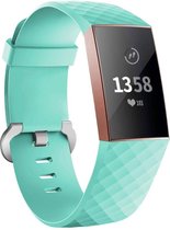 Bandje Voor Fitbit Charge 3 & 4 Sport Wafel Band - Groen (Grijs) - Maat: SM - Horlogebandje, Armband