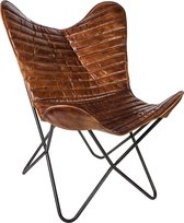 Vlinderstoel 'City' Leder Cognac PTMD