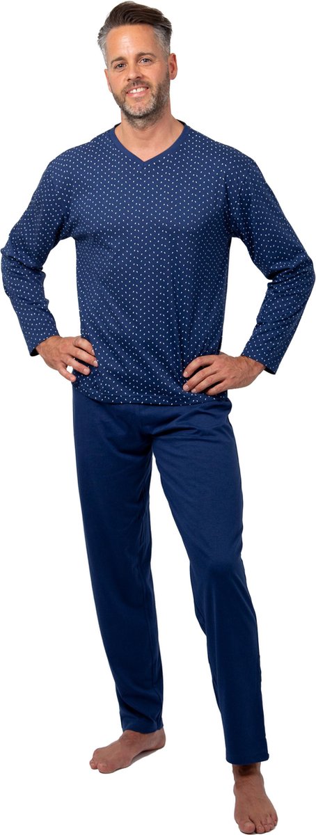 Amantes Pyjama Heren Royal blauw Allover V Hals - Maat L