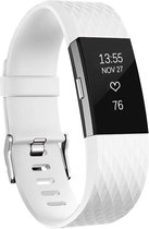 Siliconen Smartwatch bandje - Geschikt voor  Fitbit Charge 2 diamant silicone band - wit - Maat: L - Horlogeband / Polsband / Armband