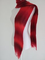 Handgemaakte, gevilte sjaal van 100% merinowol - 3 tinten Rood 200 x 17 cm. Stijl open gevilt.