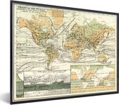 Fotolijst incl. Poster - Vintage wereldkaart met landschapskenmerken - 40x30 cm - Posterlijst