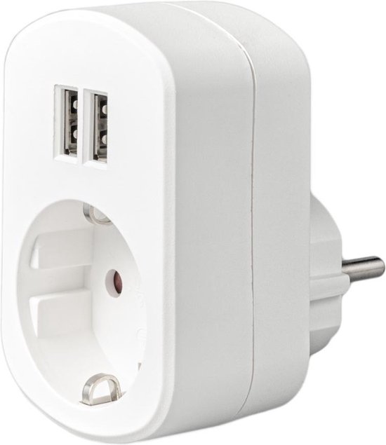 USB Oplader Met Stopcontact (NL) - Doorvoerstekker 2 USB Poorten - USB  Stekker Lader -... | bol.com