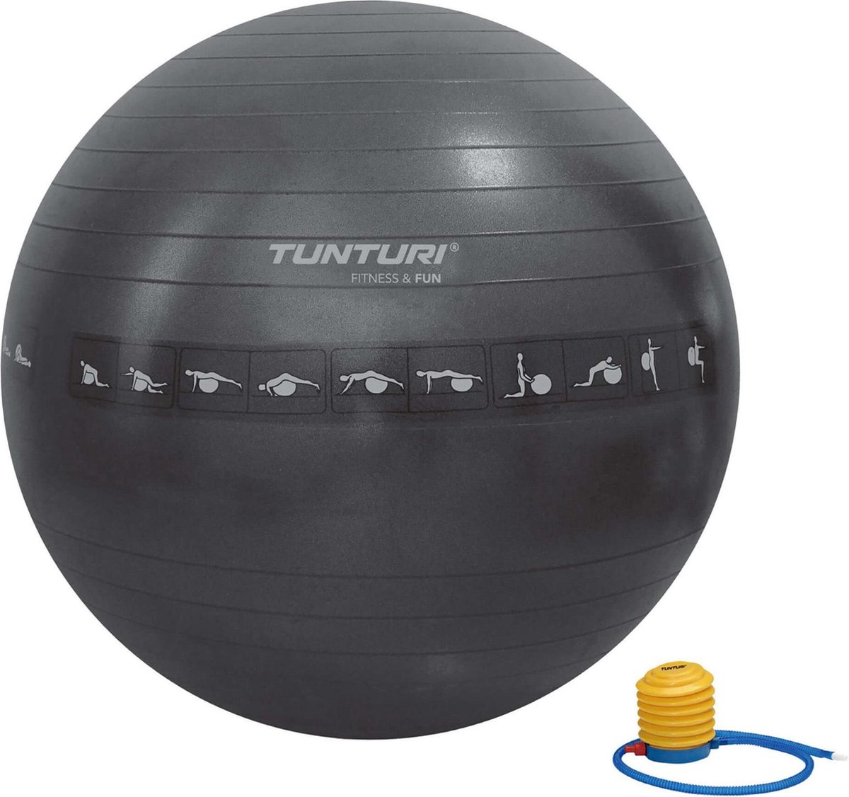 Tunturi Fitnessbal - Gymball - Swiss ball - 65 - Anti burst - Incl. pomp - |