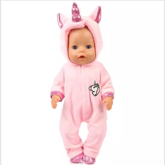 Poppenkleding meisje - Kleertjes geschikt voor o.a. Baby Born - Roze met... | bol.com