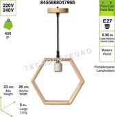 Houten hanglamp E27 draad natuurlijke kleur