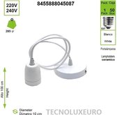 Hanglamp van keramiek, gekleurde hanglamp met 1 m verstelbare kabel voor E27 fitting Wit