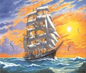 Eagle® Diamond Painting Volwassenen - Schip in Zee - 50x40cm - Vierkante Steentjes