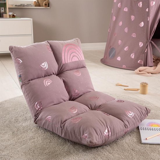 howa 2 in 1 Kinderfauteuil Kinderlounger - 6-voudig verstelbare rugleuning space grijs 86021