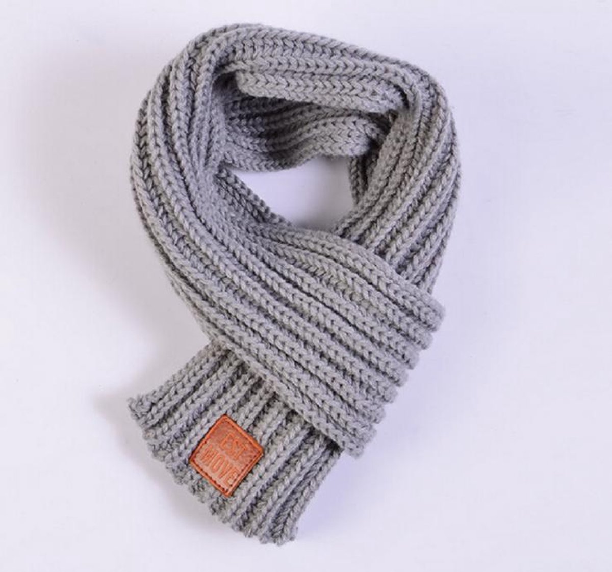 Warme Gebreide sjaal van 100% Katoen Winter/herfst Kinderen Baby/Jongens/Meisjes Kleur Grijs