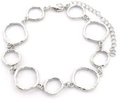 Armband Dames - Cirkels - Lengte Verstelbaar 17-22 cm - Zilverkleurig