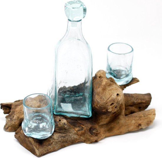 2-delige whiskyset met gravure, 1 x houten vat van 1000 ml van echt hout, 1 x whiskyglas 320 ml, echt natuurproduct, verjaardag, Kerstmis, whiskey, scotch, bourbon, voor sterke drank - motief
