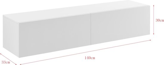 voordelig plus groet Zwevend kastje Evaton 140x33x30 cm wit hoogglans | bol.com
