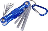Inbus | Inbussleutel | Set | Carabiner | 7 delig | Hex | Opvouwbaar | Blauw