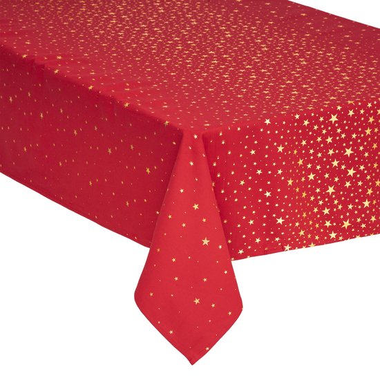 DELUXE tafelkleed kerst katoen - Rood met gouden of zilveren - 140 240 cm -... | bol.com
