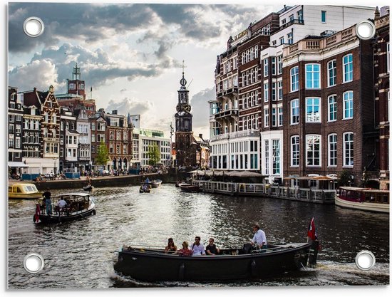 Tuinposter – De Grachten van Amsterdam  - 40x30cm Foto op Tuinposter  (wanddecoratie voor buiten en binnen)