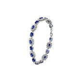 Lucardi Dames Armband blauwe zirkonia - Echt Zilver - Armband - Cadeau - Moederdag - 19,50 cm - Zilverkleurig