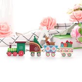 Houten kerst treintje - Kerst versiering - Kerstboom, rendier, cadeautjes - Kerst decoratie