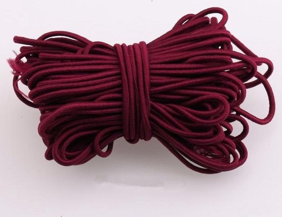 elastiek 3 mm - rond koordelastiek - rood -bordeaux - 2,5 m - elastisch  koord geschikt... | bol.com