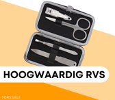 Manicure Set - Pedicure Set - Nagelvijl - Nagelknipper - Nagelschaar - Pincet Epileren - 4 Delig Inclusief Case - RVS