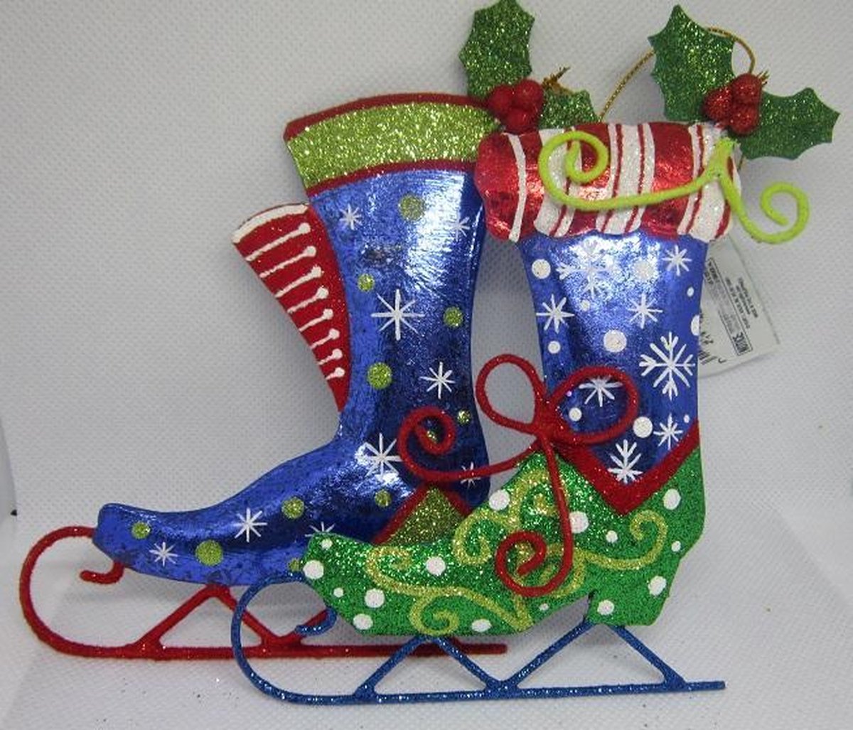 Kersthanger, Kurt Adler, schaatsen, blauw, 2 stuks: 12,5 x 15 cm