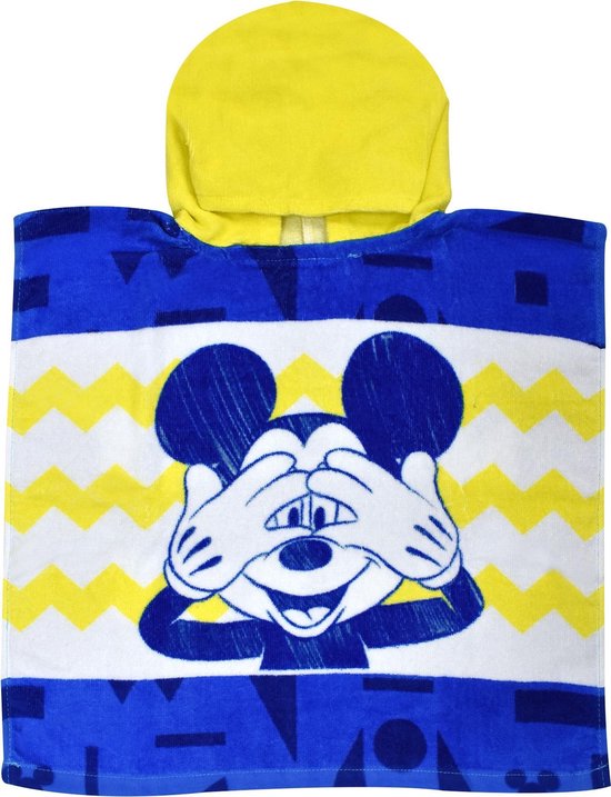 Disney Badponcho Mickey Junior 50 X 100 Cm Katoen Geel/blauw