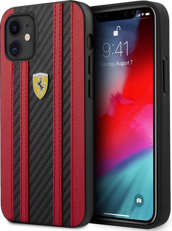 Odysseus Verplicht Verleiden Rood hoesje Ferrari - Backcover - iPhone 12 Mini - Carbon Red Stripes |  bol.com