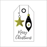 Kerst kaartjes - Kerst Label - Bloemenkaartje - 20 stuks - Cadeau Kaartjes - Merry Chrismas- Met boorgaatje
