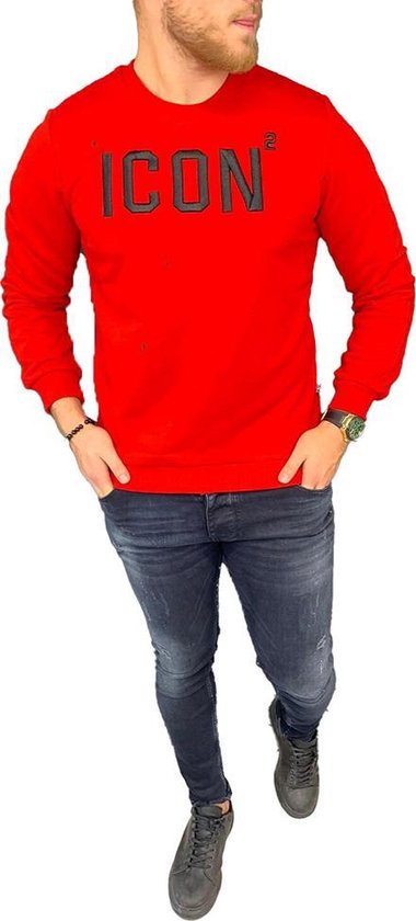 storm magnetron Geweldig Sweater rood ICON met spetters - Heren kleding - maat M | bol.com