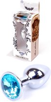 Butt plug - Anaal plug- Jawellery Silver PLUG- Blauw