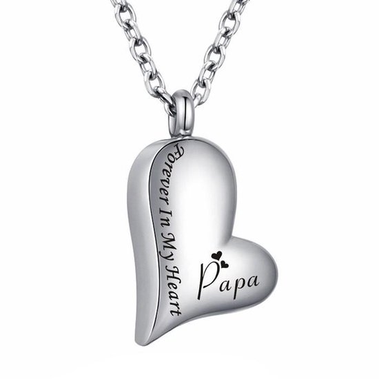 Fako Bijoux® - Ashanger / Assieraad - Hart - Forever In My Heart - Papa - Edelstaal - Zilverkleurig