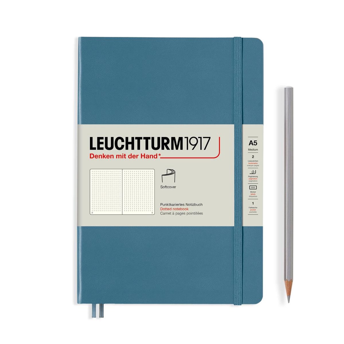 Leuchtturm1917 A5 Medium Notitieboek dotted Stone Blue softcover