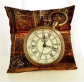 Kussenhoes 45x45cm - Vintage klok 8