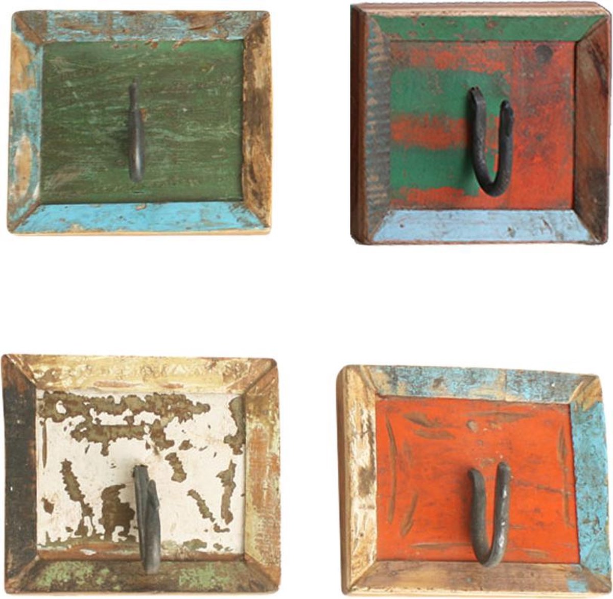Raw Materials Scrapwood Wandkapstok – Set van 4 – Gerecycled hout