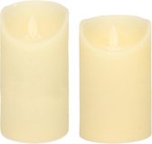 Set van 2x stuks Ivoor Witte Led kaarsen met bewegende vlam - 12.5 en 15 cm - Sfeer stompkaarsen voor binnen