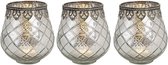 3x Photophore / Photophore lanternes argent antique 14 x 13 cm métal / verre - Accessoires de maison pour la maison / Décorations pour la maison Bougeoirs