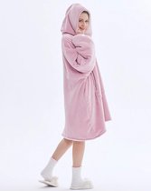 Fleece Deken Met Mouwen - Hoodie deken  - Oversized Hoodie - Fleece Deken - Fleecedeken Met Mouwen - Indoor/Outdoor Coat - Deken Hoodie - Plaid Met Mouwen - Sherpa - Roze