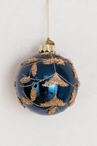 Sissy-Boy - Donkerblauwe kerstbal met gouden details