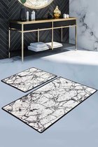 Zethome | Marble Wit Badmat | Rechthoek | 60x100cm-50x60cm | CHBADMARBWIT2