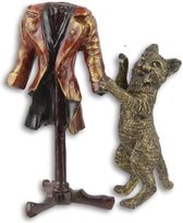 Bronzen beeld - Kleermaker Kat - Gedetailleerd sculptuur - 10,3 cm hoog