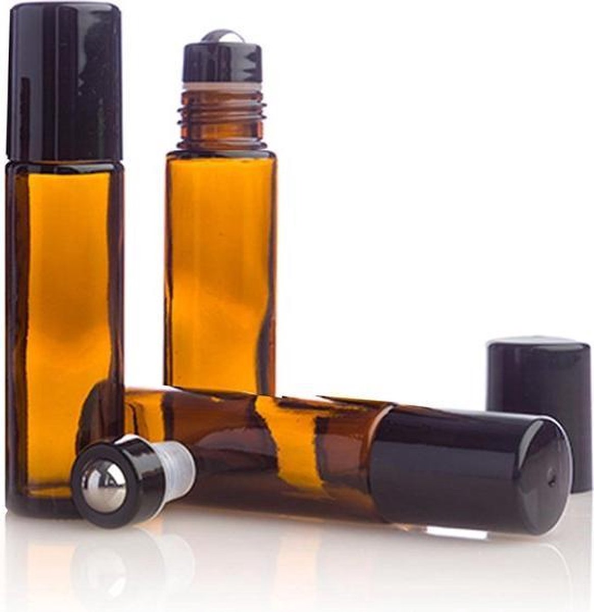 Essentiële olie roller flesjes - 10 ml - 3 stuks - Rollerflesjes - Amber bruin- Parfum rol-on fles - Glas - Rvs bal. — cadeau in Cadeau-ideeën - foto 3