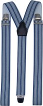 Bretels Vaalblauw/Lichtgrijs Gestreept met brede extra sterke stevige Clips