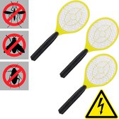 Relaxdays 3x elektrische vliegenmepper - tegen muggen, insecten & vliegen - geel