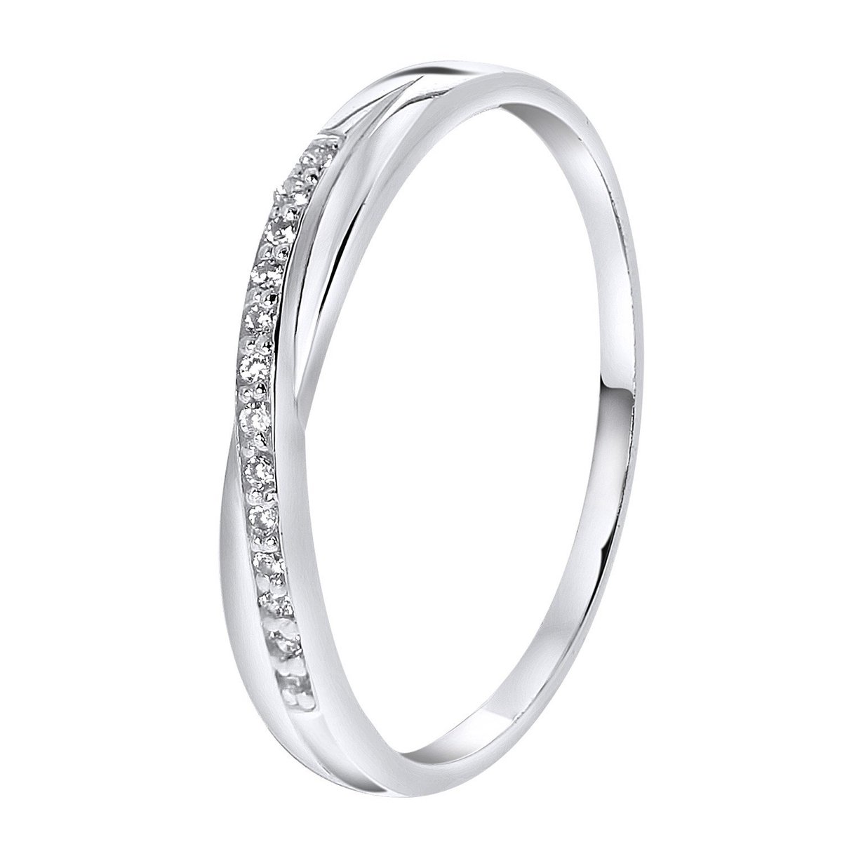 Lucardi Dames Ring met zirkonia - Ring - Cadeau - Moederdag - Echt Zilver - Zilverkleurig - Lucardi