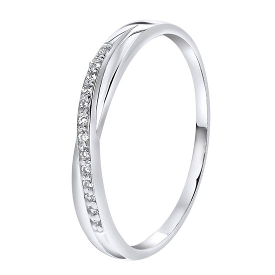 Lucardi Dames Ring met zirkonia - Ring - Cadeau - Echt Zilver -  Zilverkleurig | bol.com