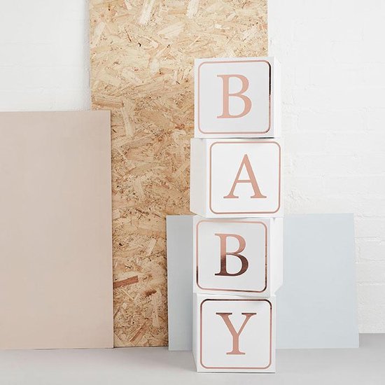 Baby Letterblokken Rosé goud babyshower gender reveal kraamfeest