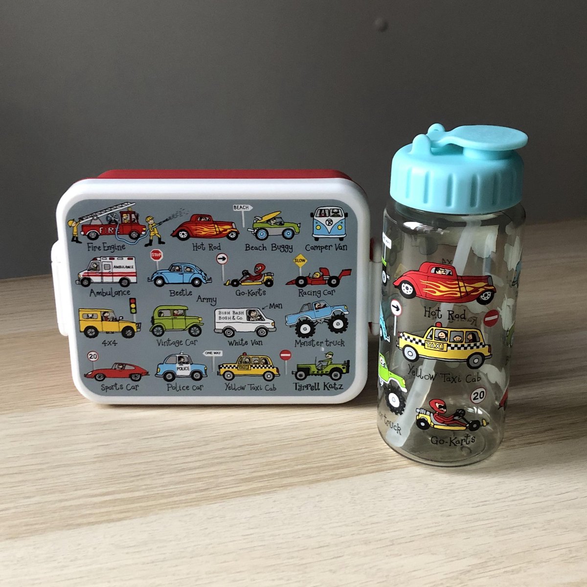 Auto's Lunchbox met drinkfles / drinkbeker - Tyrrell Katz
