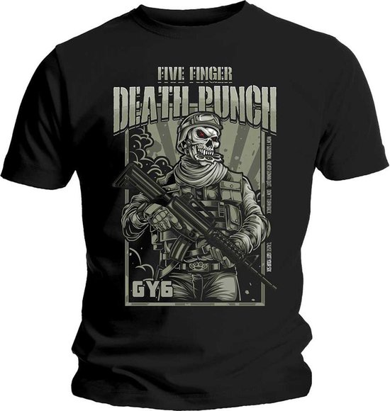 Five Finger Death Punch - T-shirt unisexe pour homme War Soldier noir - L.