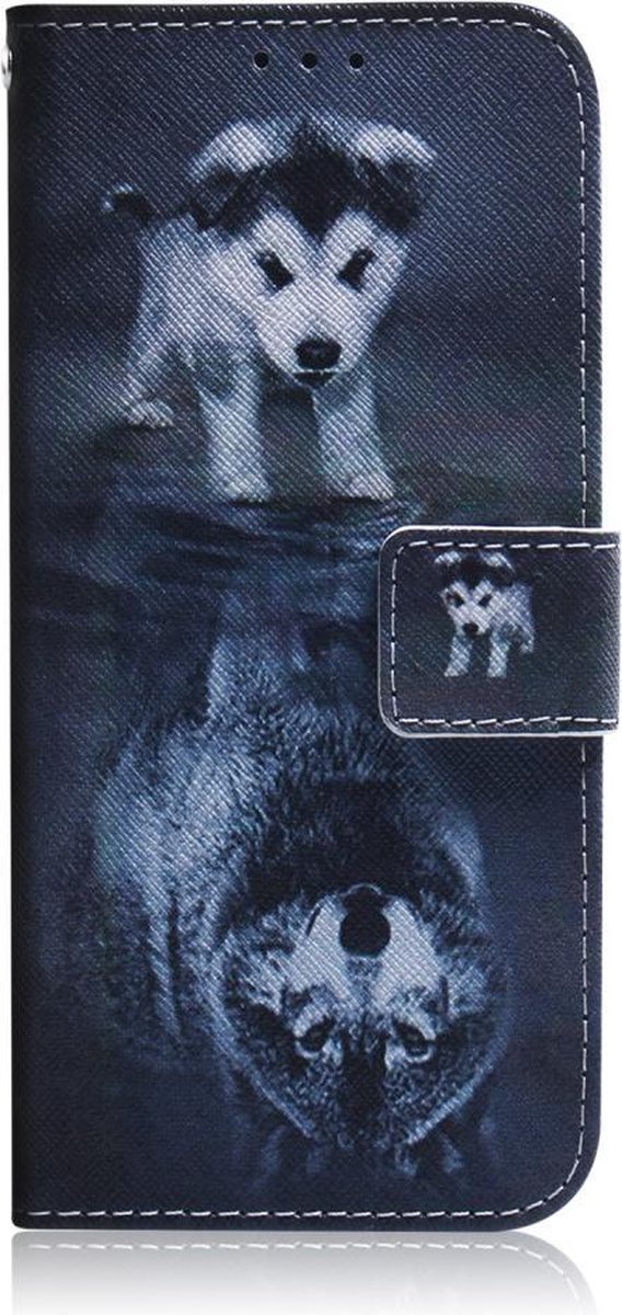 Hond en wolf agenda book case hoesje Motorola Moto G9 Plus