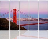 Schilderij , Zicht op Golden Gate Bridge  , Multikleur ,4 maten , 5 luik , wanddecoratie , Premium print , XXL